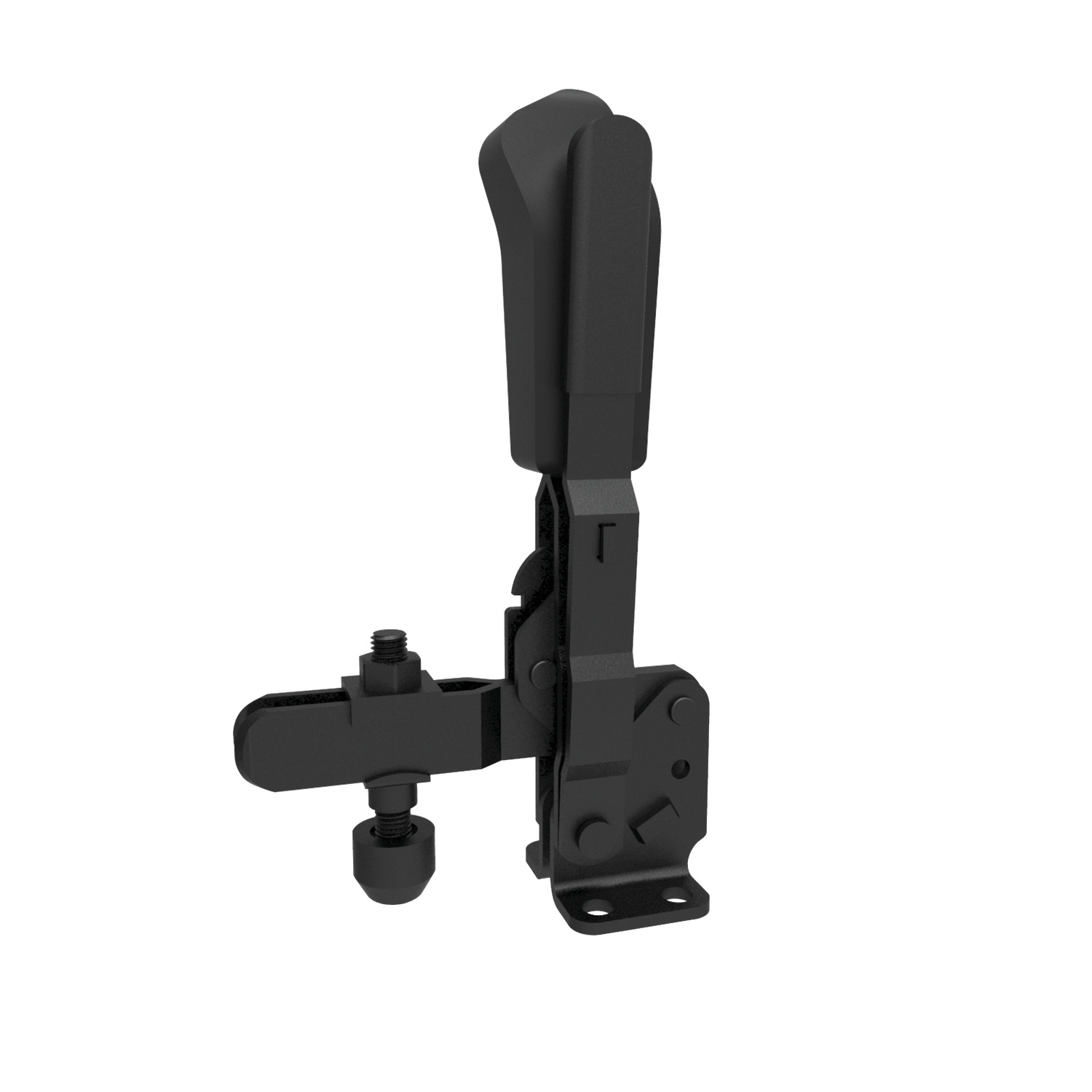 Product 40010.2, Vertical Acting Toggle Clamps black - safety lever - open arm - horizontal base / 