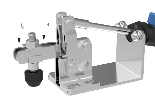 Toggle clamping forces applied to workpiece